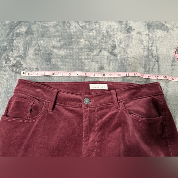Loft Women's Burgundy Curvy Skinny Pants in Corduroy Size 12 EUC - Picture 9 of 13